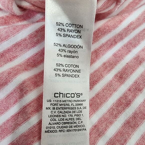 Chico's Weekends Womens Tee Size 1 Medium Heathered Stripe V Neck Stretch Knit - Picture 8 of 10